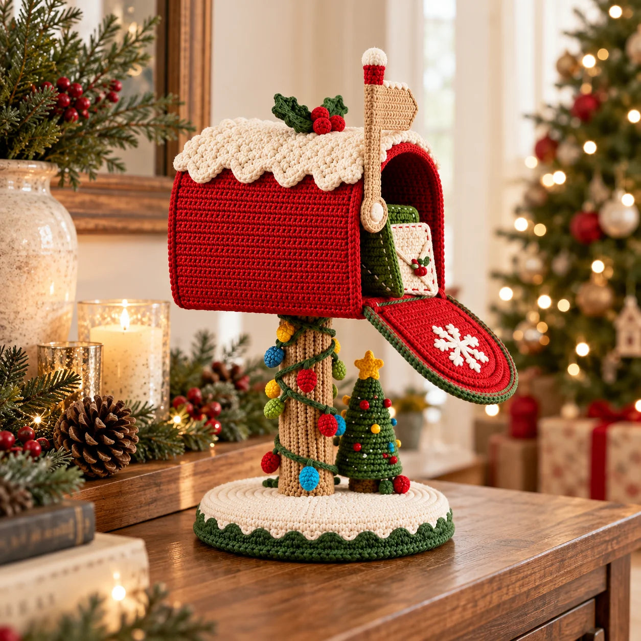 DIY Crocheted Christmas Mailbox—Santa, Please Stop Here