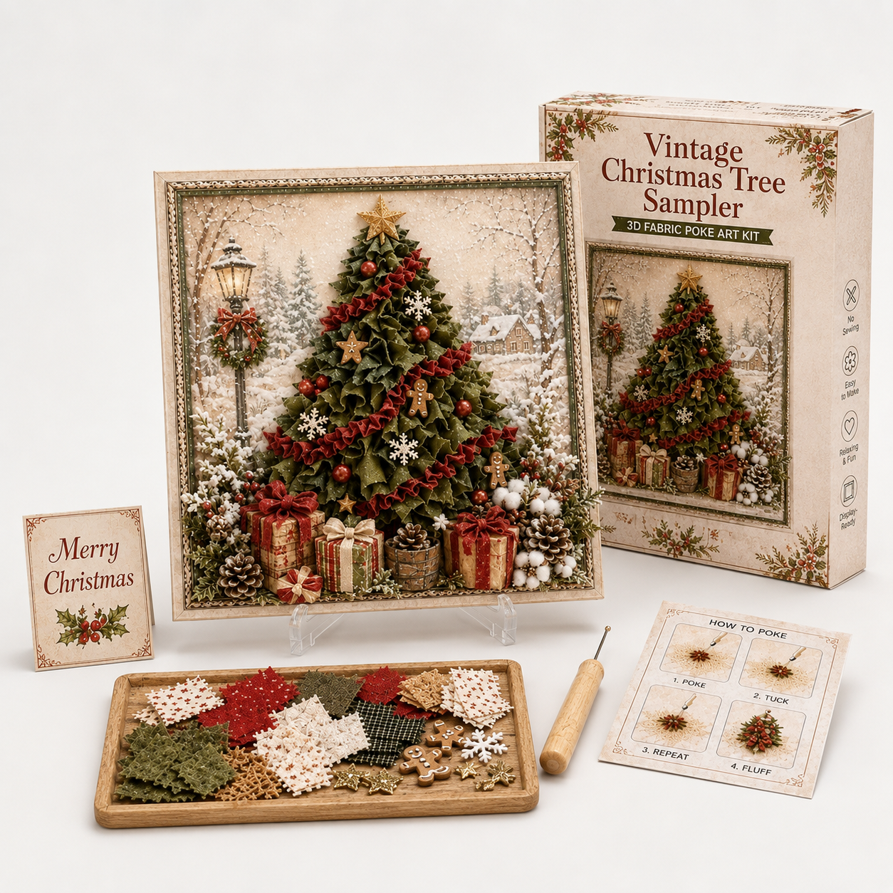 Pre-Punched 3D Christmas Fabric Art Kit