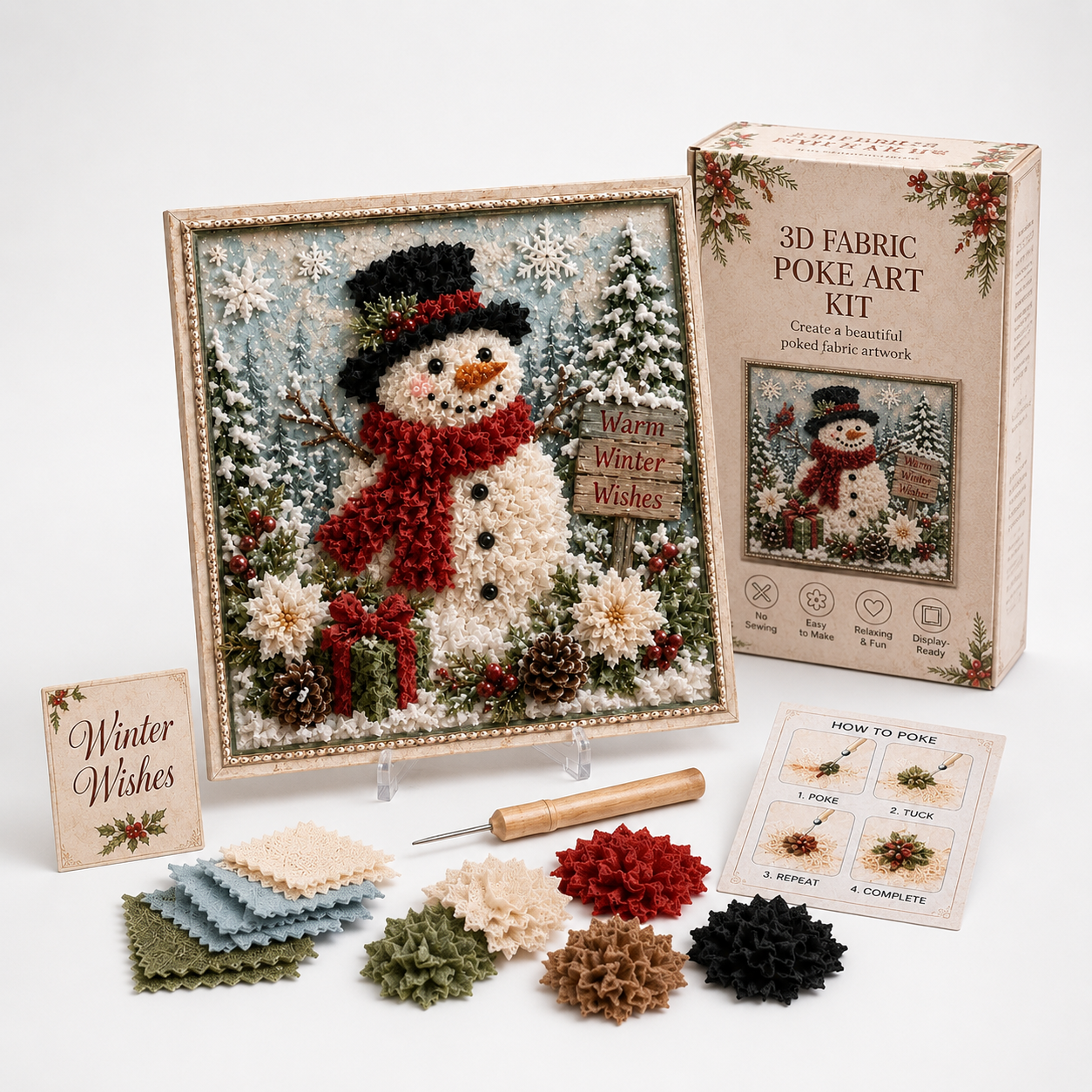 Pre-Punched 3D Christmas Fabric Art Kit
