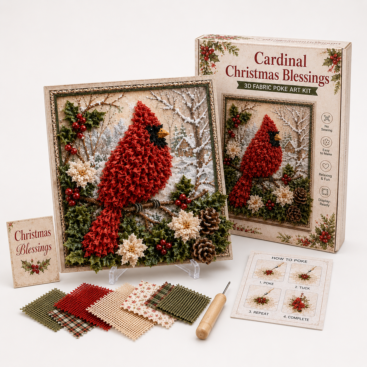 Pre-Punched 3D Christmas Fabric Art Kit