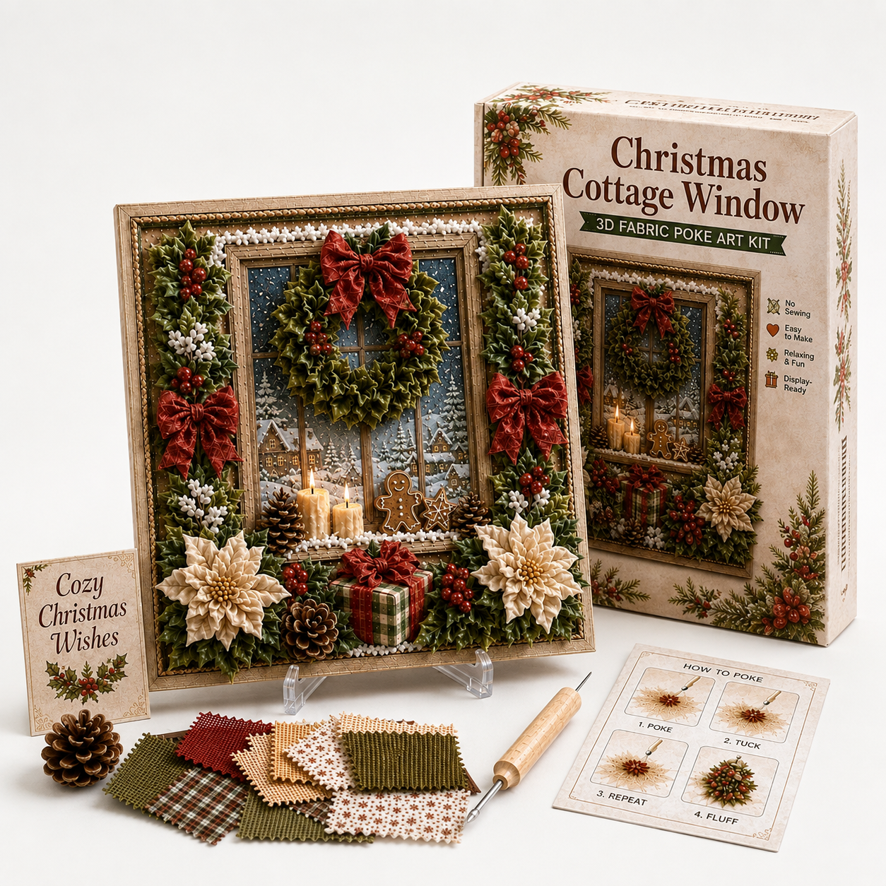 Pre-Punched 3D Christmas Fabric Art Kit