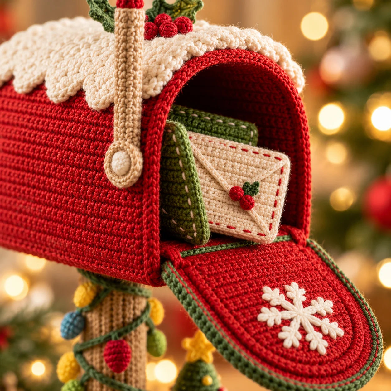 DIY Crocheted Christmas Mailbox—Santa, Please Stop Here