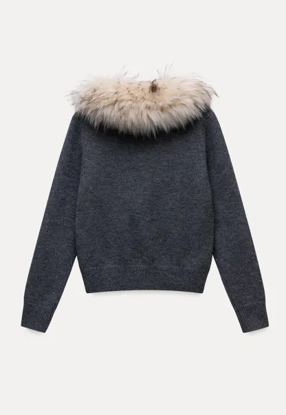 Vintage Style Fur Collar Cardigan