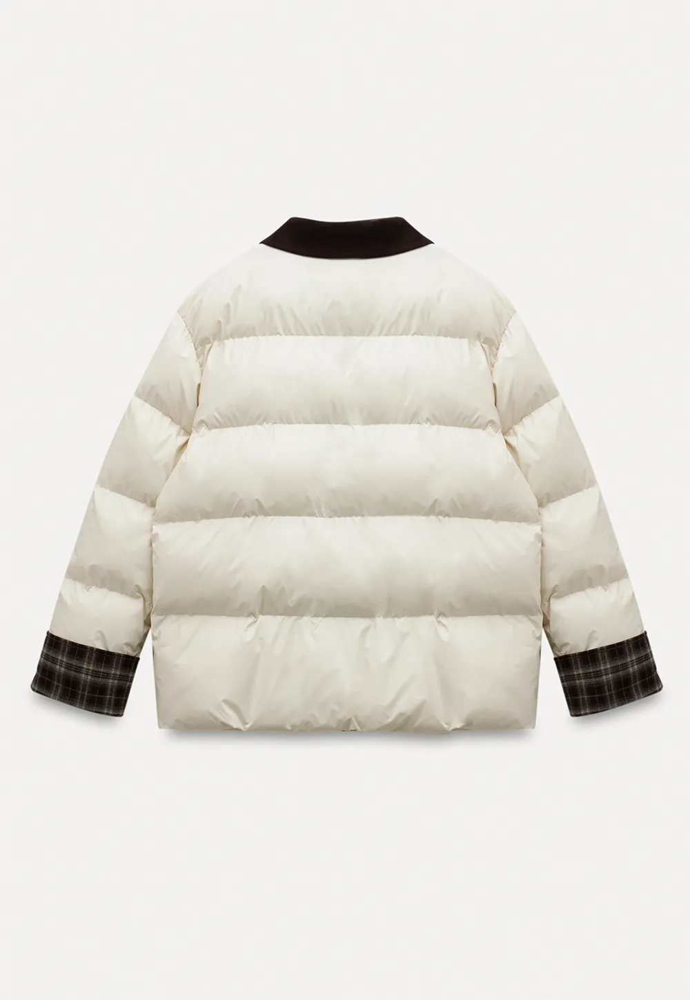 Women Short Cotton Coat with Contrast Collar and Cuffs