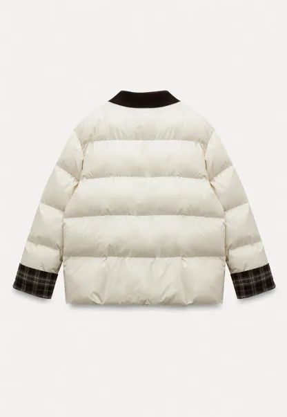 Women Short Cotton Coat with Contrast Collar and Cuffs