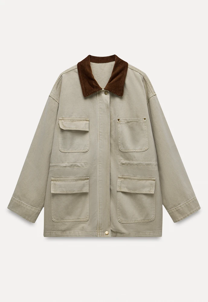 Corduroy-Collar Utility Jacket