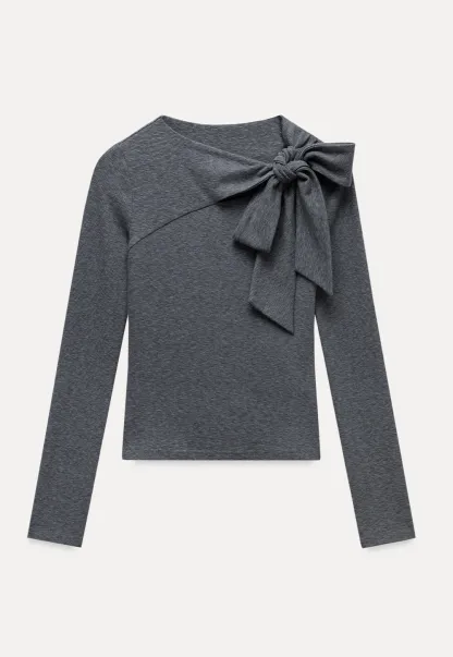 Relaxed Grey 2 Piece Outfit Long Sleeve Tee and Skirt