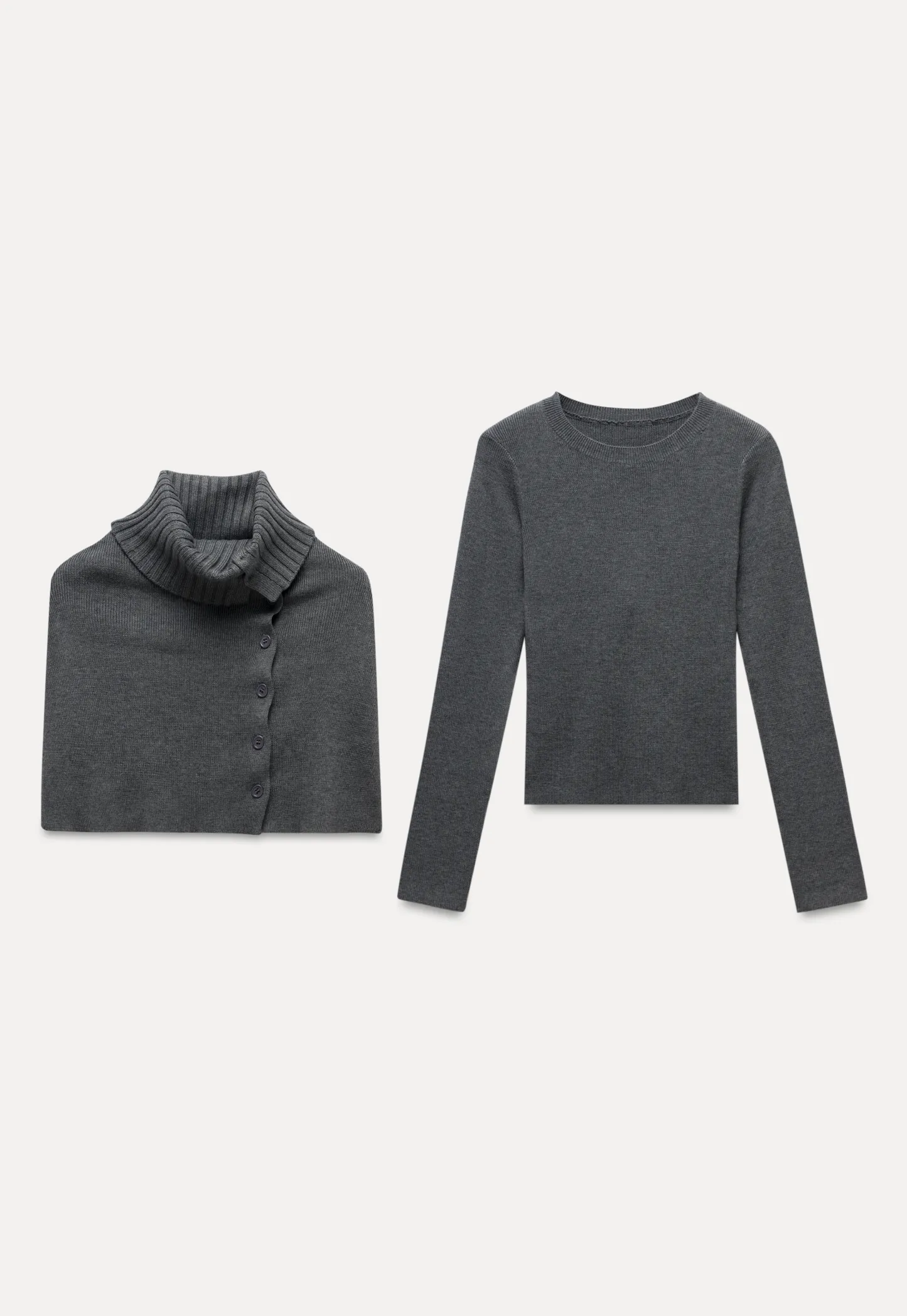 Long Sleeve Knit Top with Button Collar