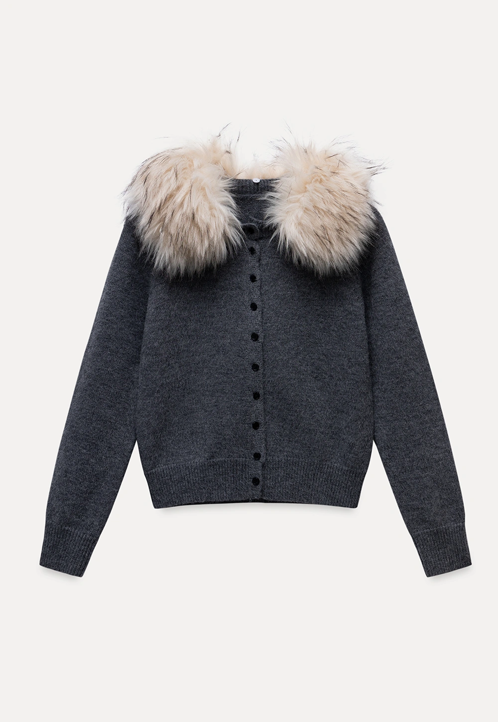 Vintage Style Fur Collar Cardigan
