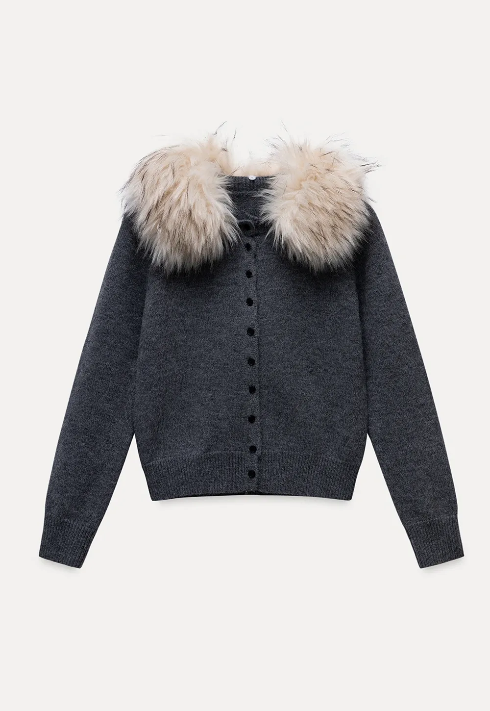 Vintage Style Fur Collar Cardigan