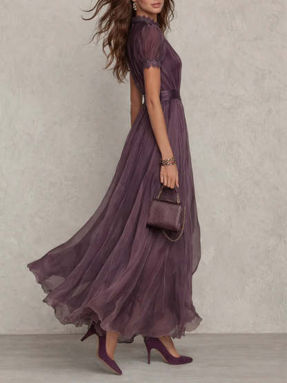 Marie • Long purple dress with keyhole neckline