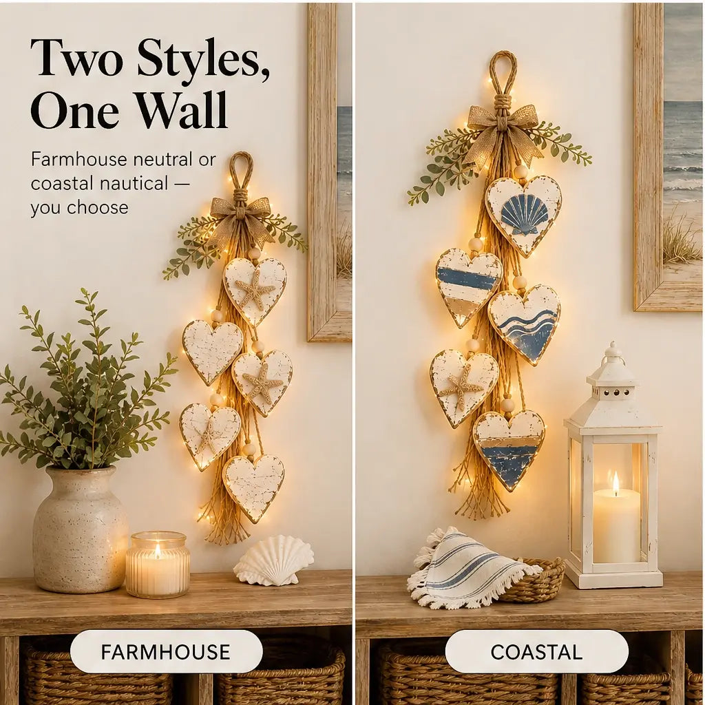 Hearthwick – Layered 5-Heart Rustic Hanging Wall Decor + 50% OFF