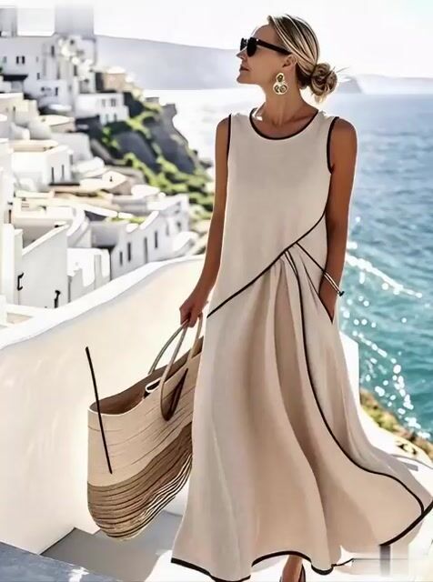 Women'S Loose Striped Print Dress