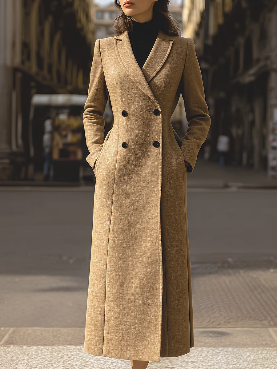 Vintage-inspired Camel Longline Coat