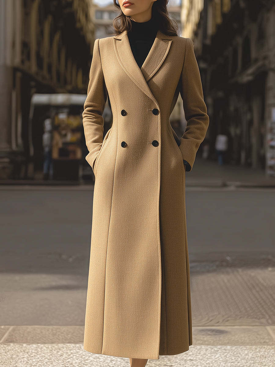 Vintage-inspired Camel Longline Coat