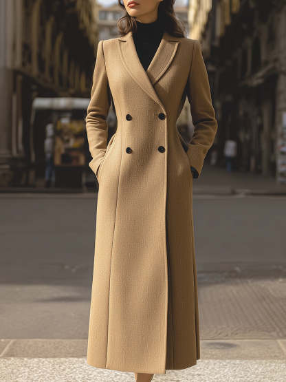 Vintage-inspired Camel Longline Coat