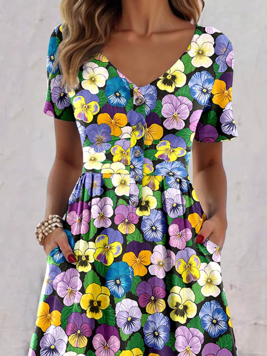 Women's Floral Art Pattern Print Casual Dress