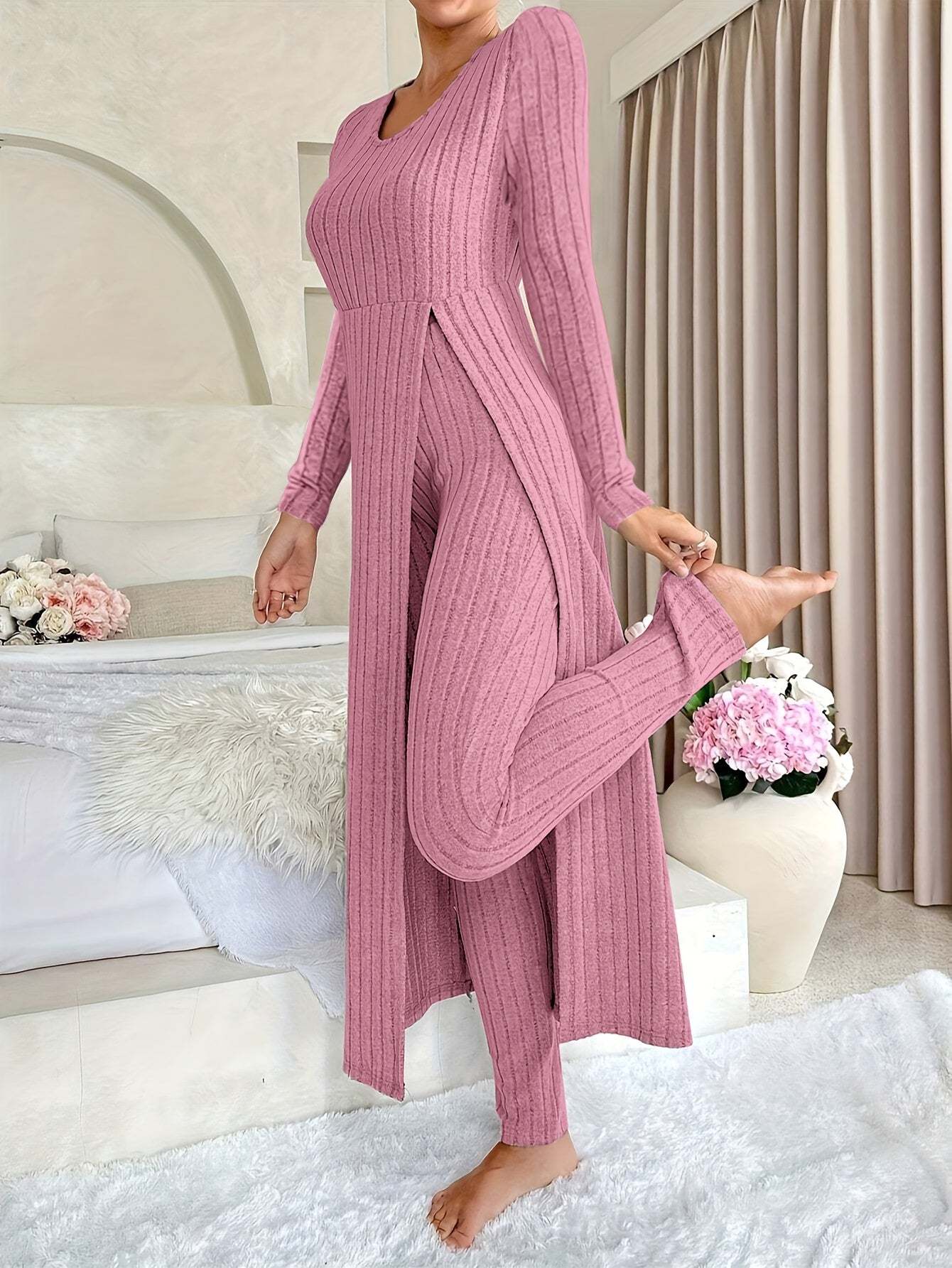 Cozy Two-Piece Ribbed Lounge Set
