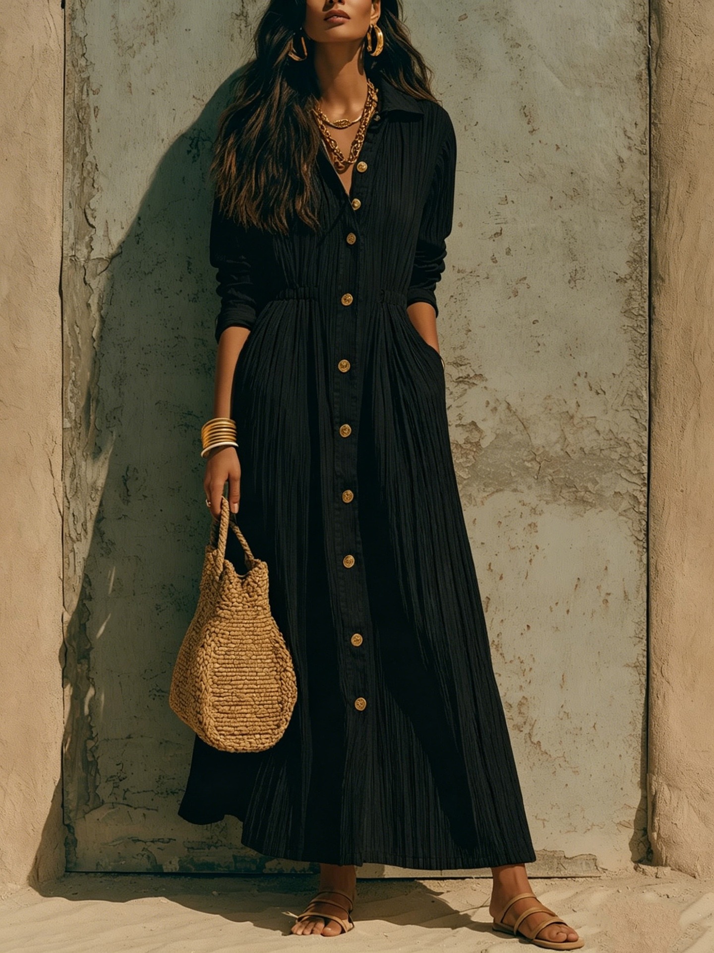 Elegant White Long, Waist-Cinched, Loose-Fitting Dress