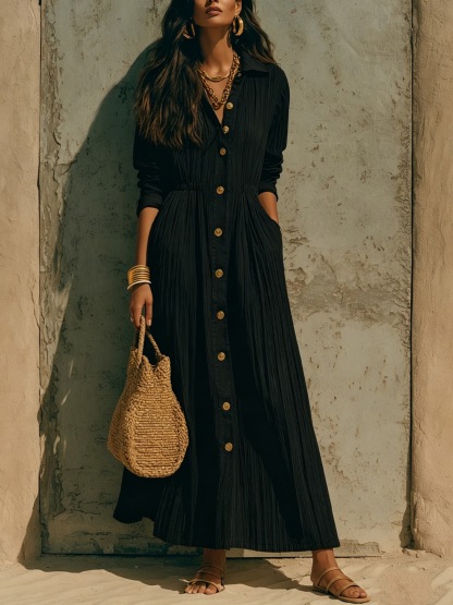 Elegant White Long, Waist-Cinched, Loose-Fitting Dress