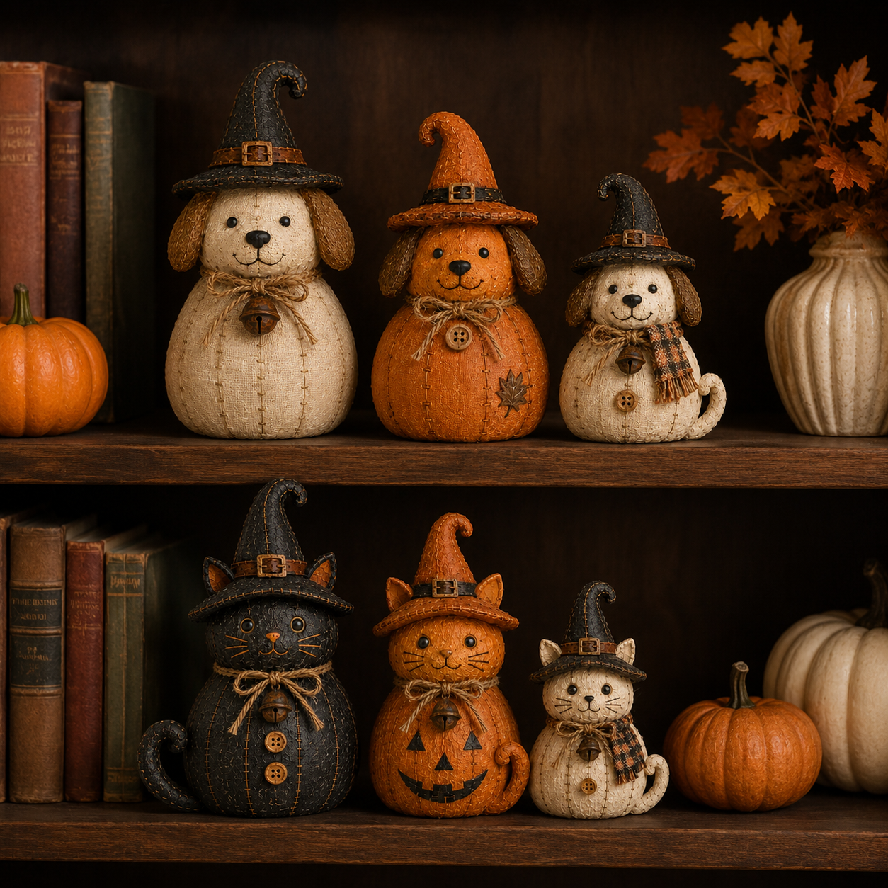 Halloween Retro Witch Cat and Dog Decoration Set