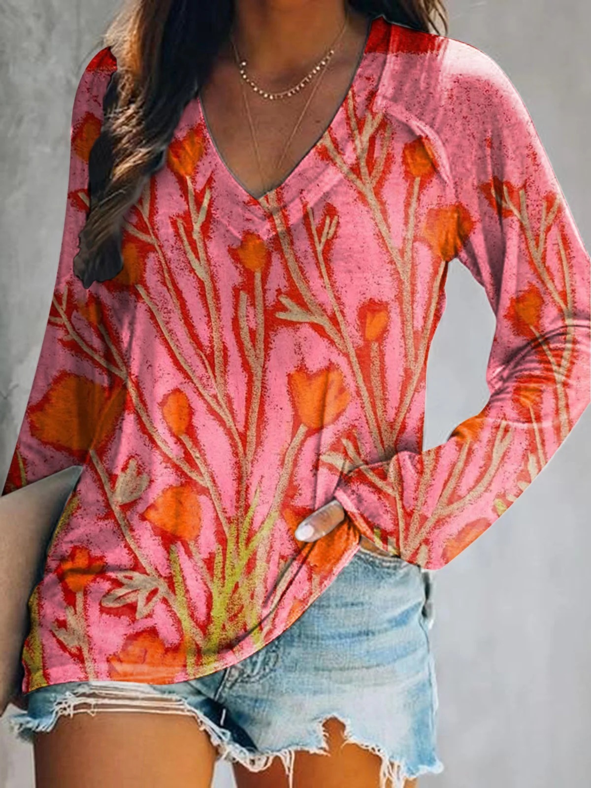 Vintage Floral Art Print Cotton Crew Tee-1