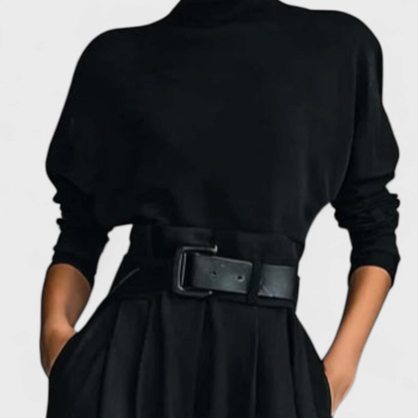 Knitted top and casual high-waisted suit pants set