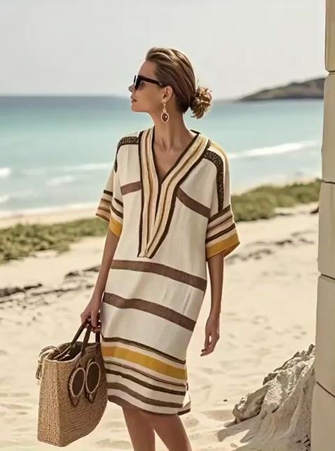 Women'S Contrast Striped Dress