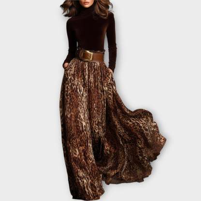 Luxe Velvet & Leopard Maxi Skirt Ensemble