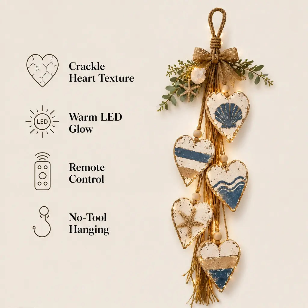 Hearthwick – Layered 5-Heart Rustic Hanging Wall Decor + 50% OFF