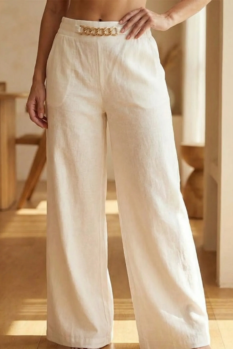 Gold Accent Wide Leg Trousers