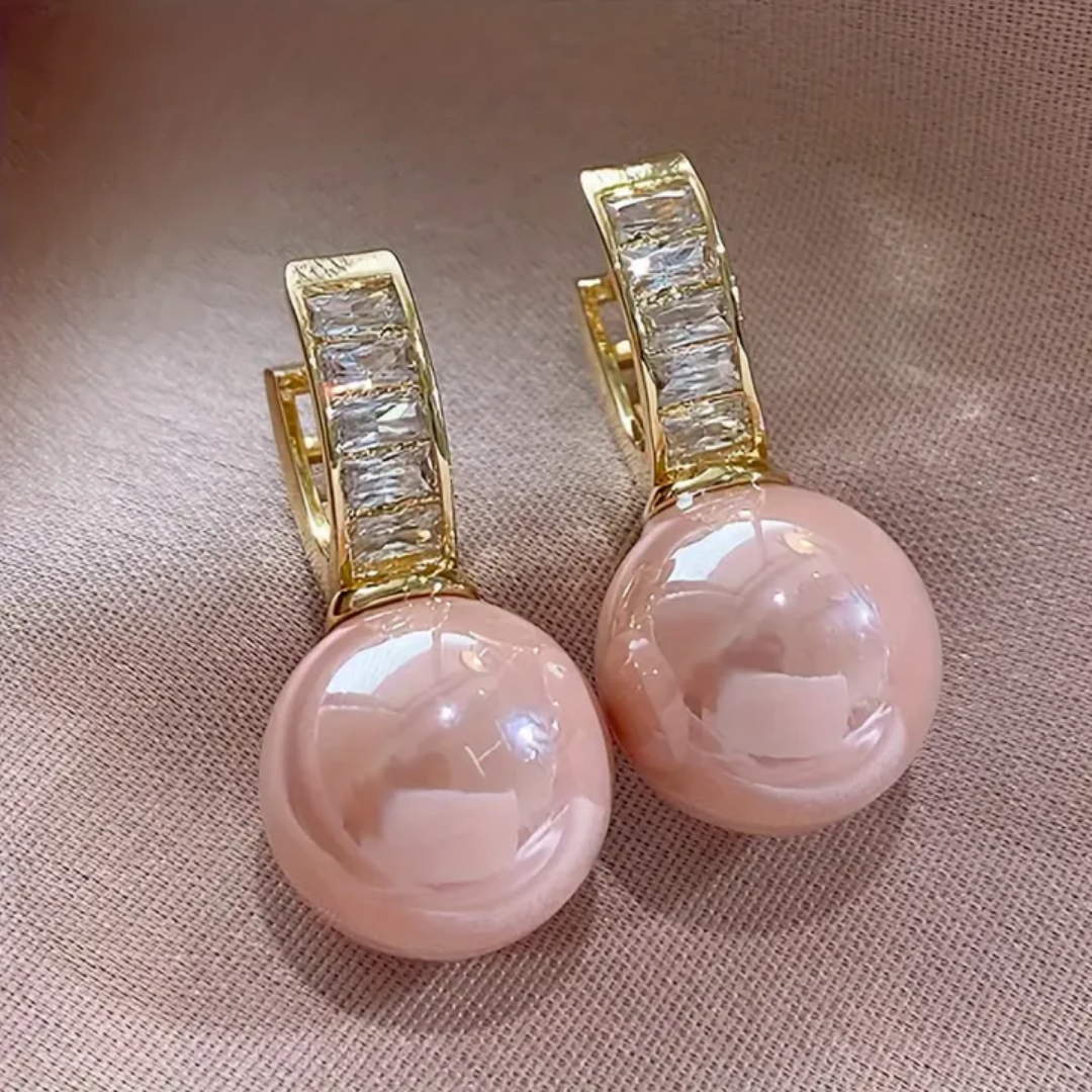 Pink Zirconia Gold Earrings