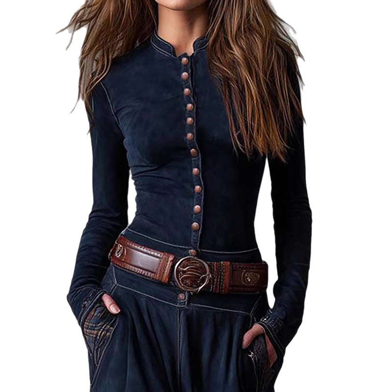 Vintage dress with high collar and buttons