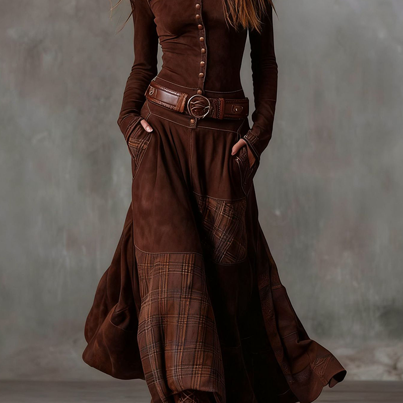 Vintage dress with high collar and buttons