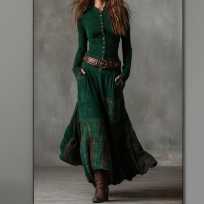 Vintage dress with high collar and buttons