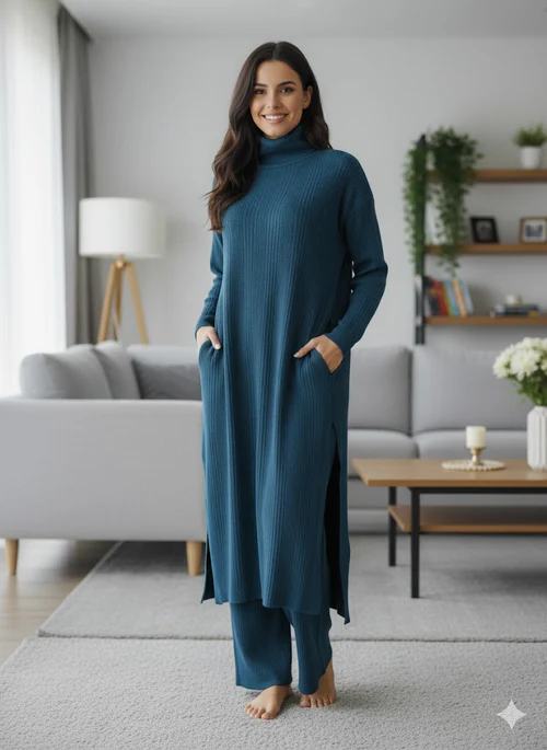 Elegant Ribbed Knit Co-ord Set