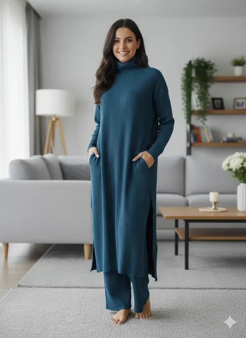 Elegant Ribbed Knit Co-ord Set