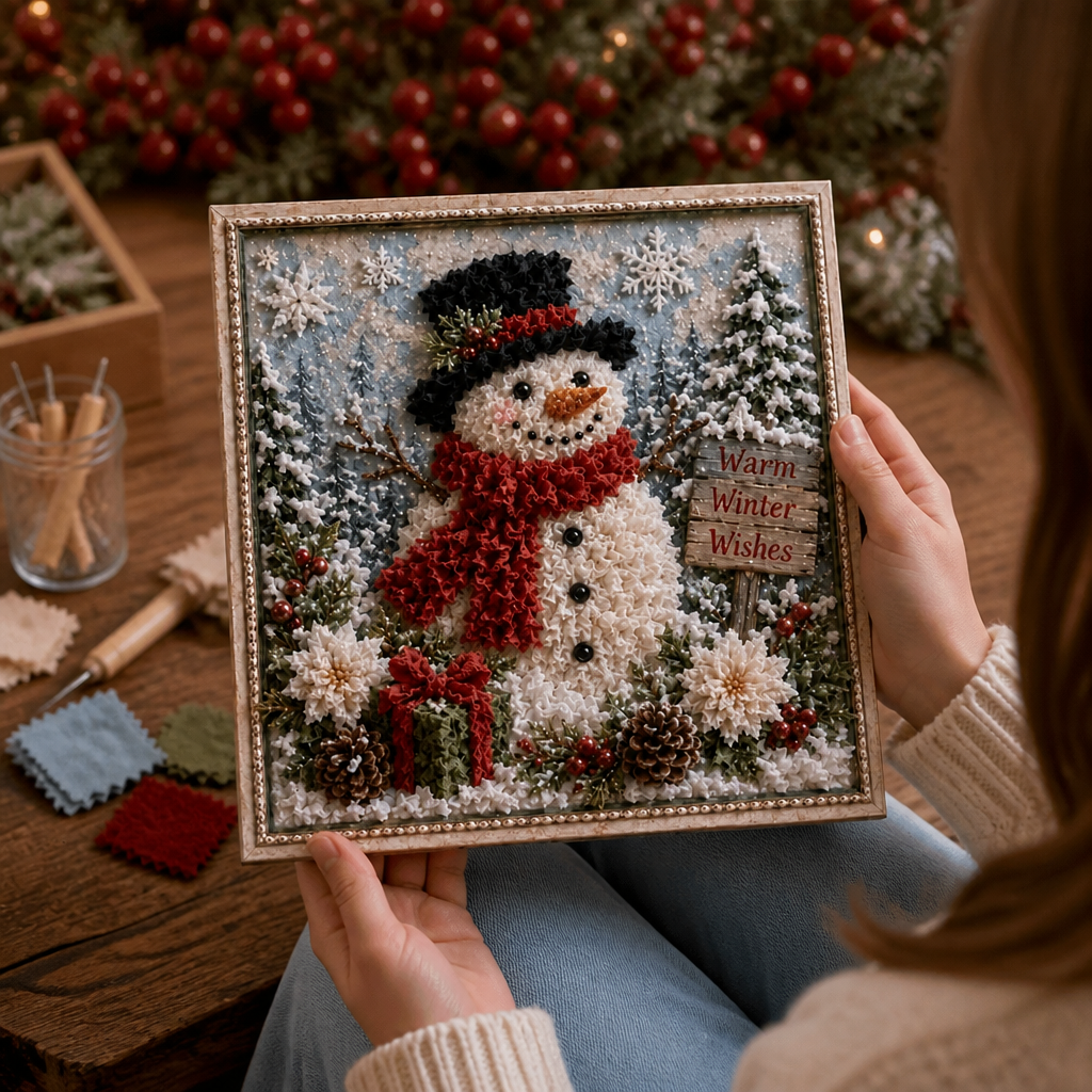 Pre-Punched 3D Christmas Fabric Art Kit