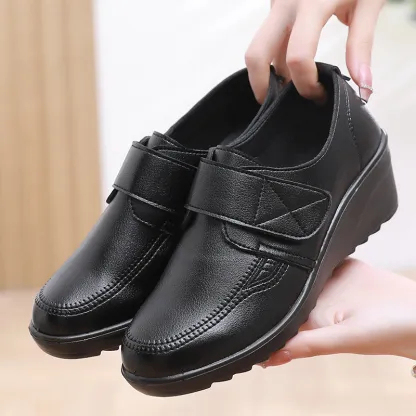 🔥Mega Sale - Buy Now & Save 50% OFF🔥Comfortable Leather Wedge Shoes with Secure Velcro Strap for All-Day Comfort