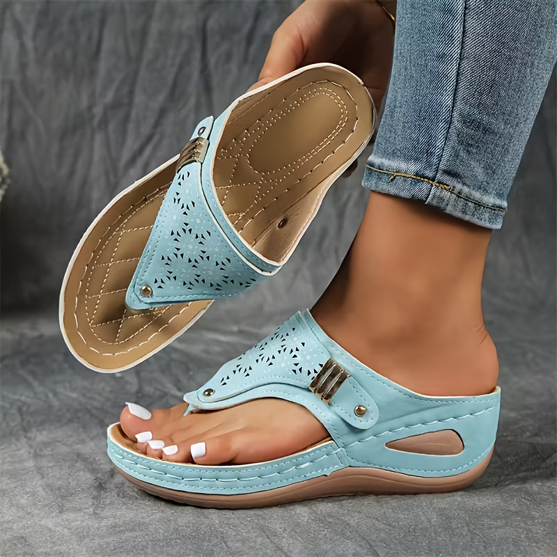 🔥Last Day Promotion 50% OFF - Flip Flops for Women Wedge Sandals with Arch Support Wedge Heel Vintage Wide Width Sandals