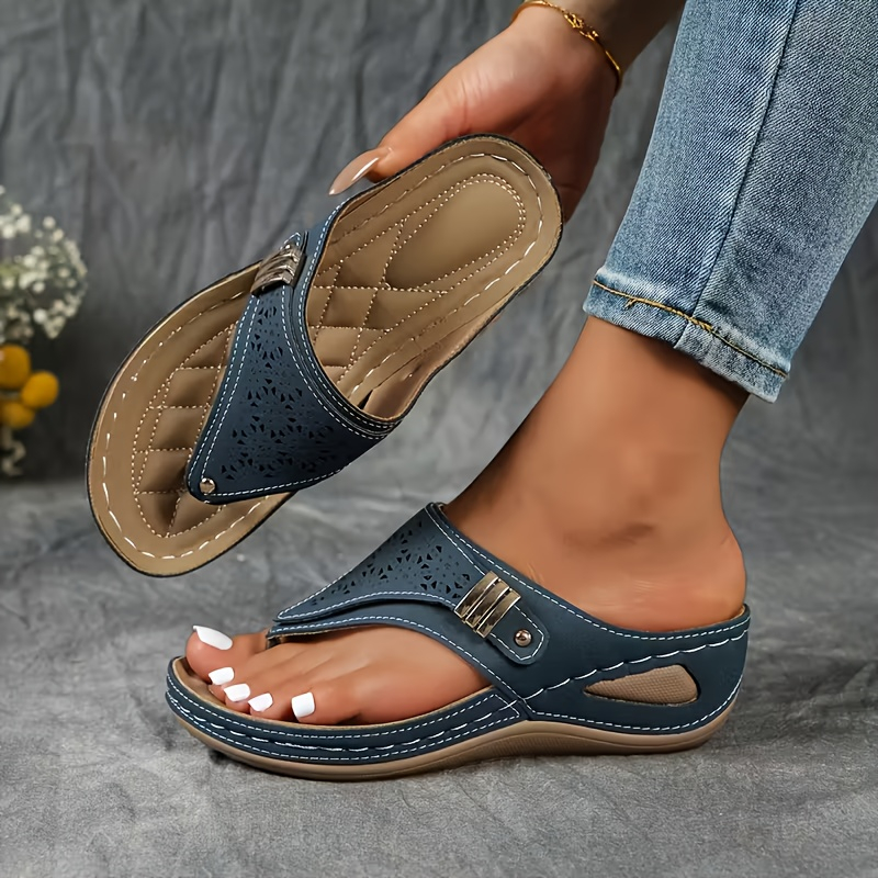 🔥Last Day Promotion 50% OFF - Flip Flops for Women Wedge Sandals with Arch Support Wedge Heel Vintage Wide Width Sandals