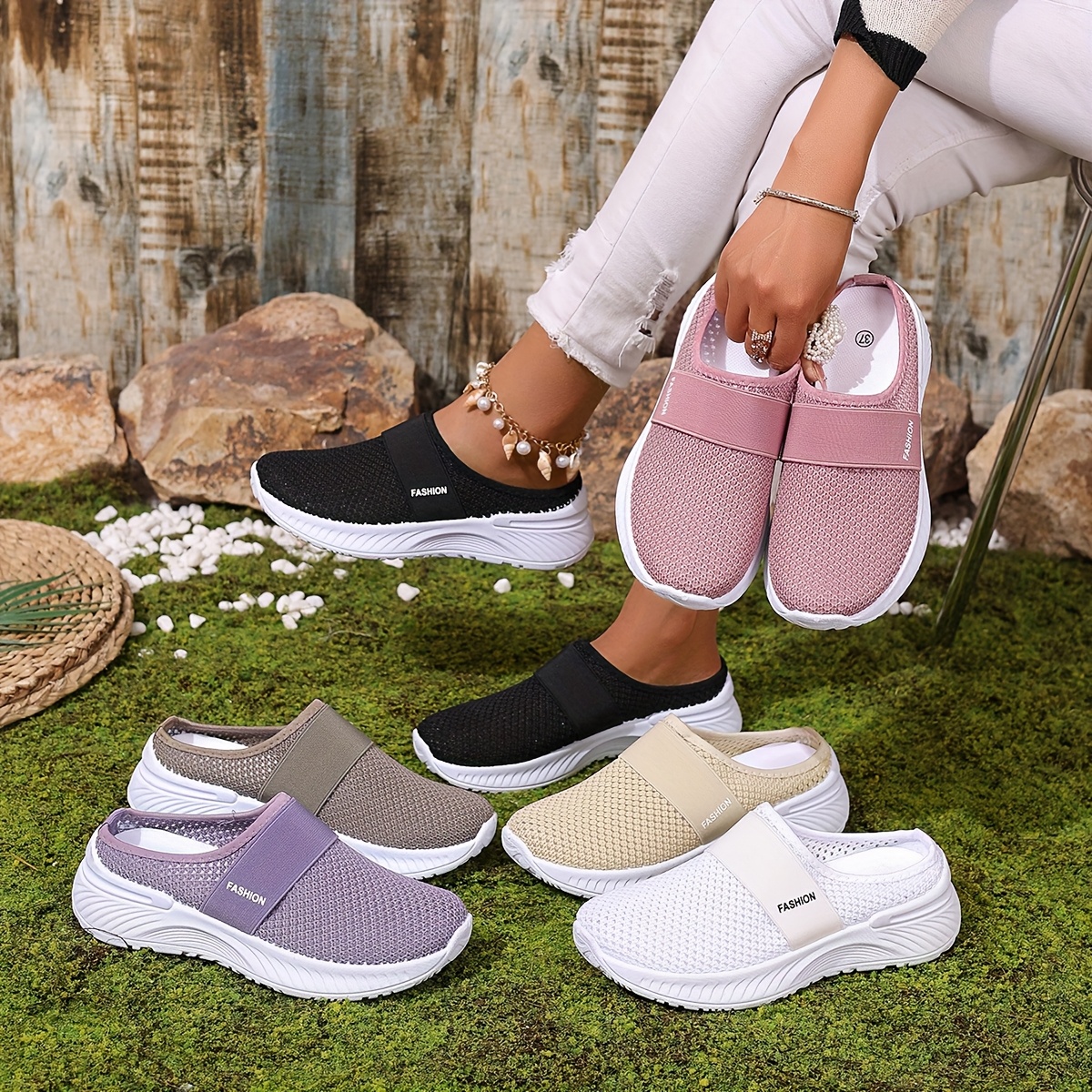 ⏰Last Day! 50% OFF 🔥Women's fashionable slip-on casual shoes, made of breathable and comfortable mesh material.