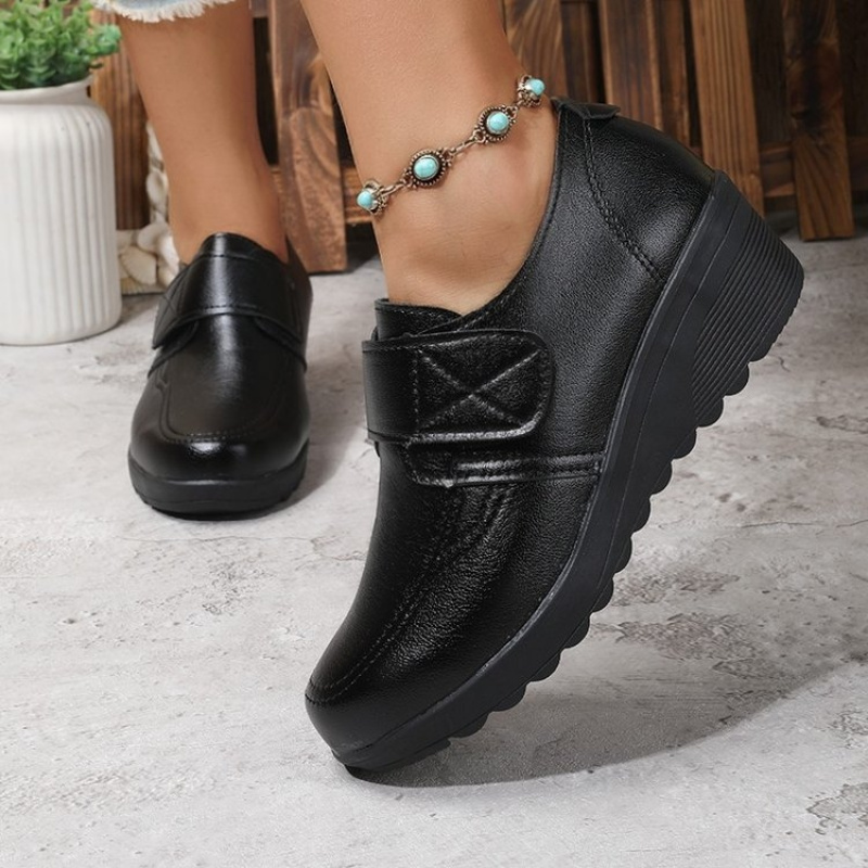 🔥Mega Sale - Buy Now & Save 50% OFF🔥Comfortable Leather Wedge Shoes with Secure Velcro Strap for All-Day Comfort