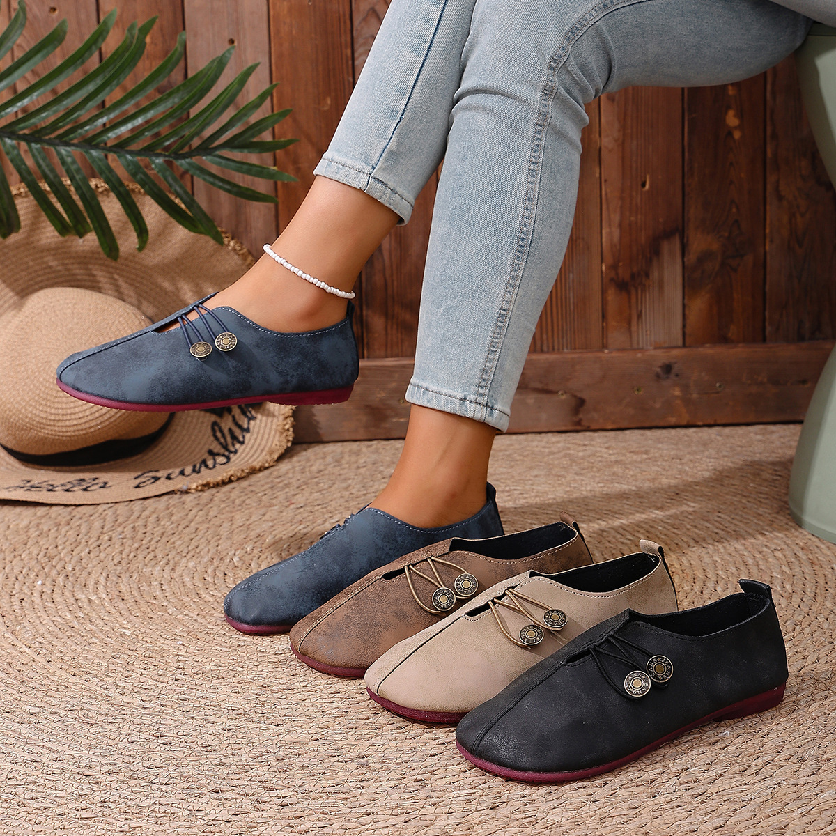 🔥Mega Sale - Buy Now & Save 50% OFF🔥Classic Button Strap Comfort Flats – Casual Slip-On Loafers for Women