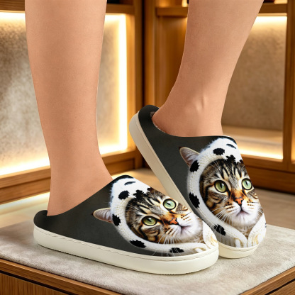 🔥Mega Sale - Buy Now & Save 50% OFF🔥Soft Cozy Cat Print Non-Slip Slip-On Slippers