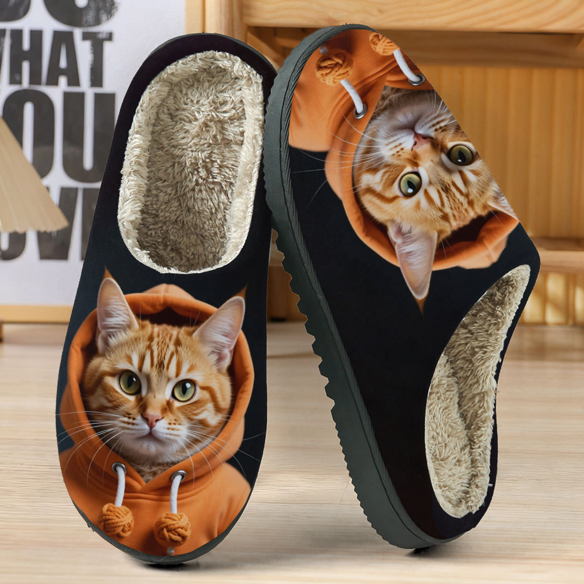 🔥Mega Sale - Buy Now & Save 50% OFF🔥Soft and comfortable slip-on non-slip slippers with an orange cat print.