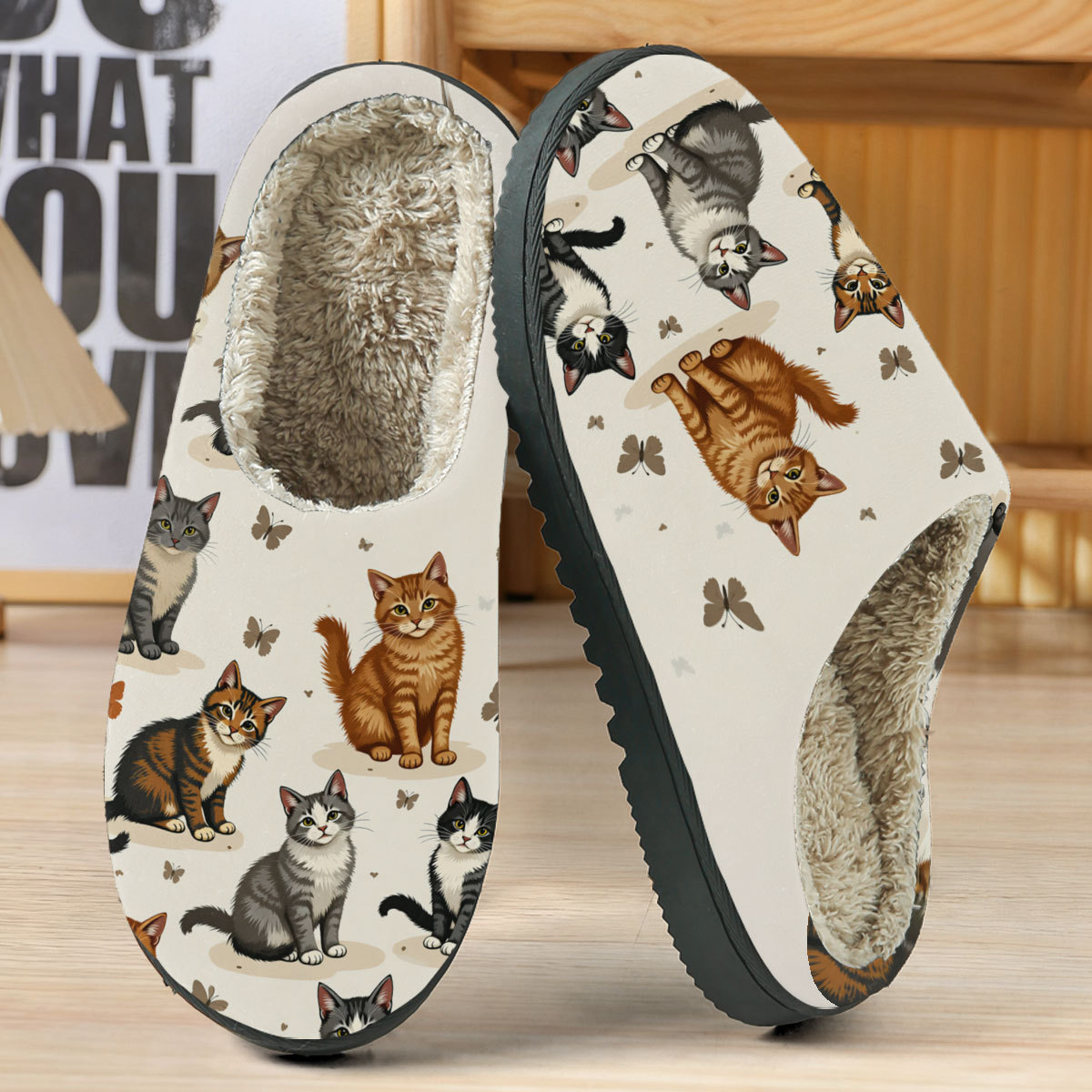 🔥Mega Sale - Buy Now & Save 50% OFF🔥Women's Soft Cozy Cat Print Non-Slip Slip-On Slippers
