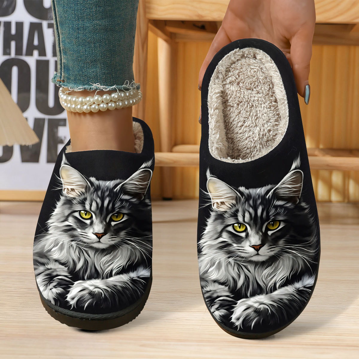 🔥Mega Sale - Buy Now & Save 50% OFF🔥Women's Soft Cozy 3D Cat Print Non-Slip Slip-On Slippers