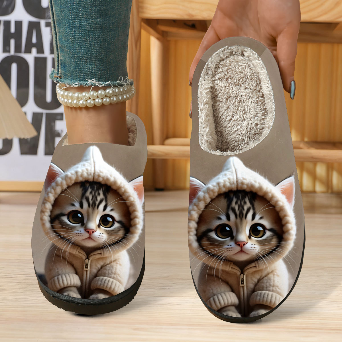 🔥Mega Sale - Buy Now & Save 50% OFF🔥Soft Cozy Cat Print Non-Slip Slip-On Slippers