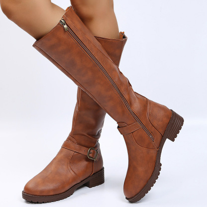⏰Last Day! 50% OFF 🔥Zippered low-heeled European and American style riding boots, long women's boots